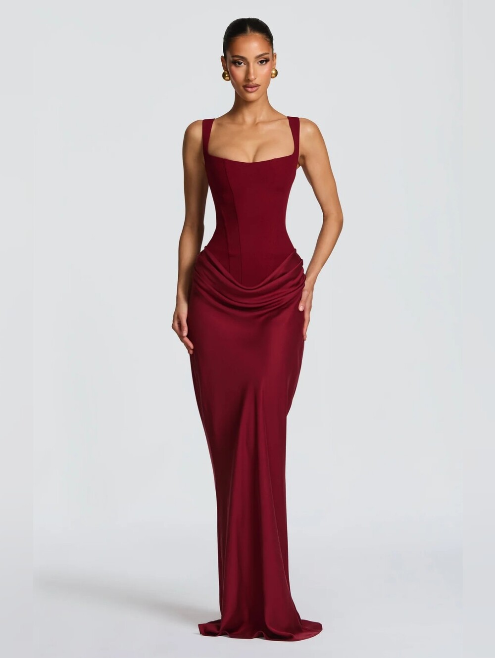 Vestido largo Cornelia - Borgoña Babyboo NWT $225